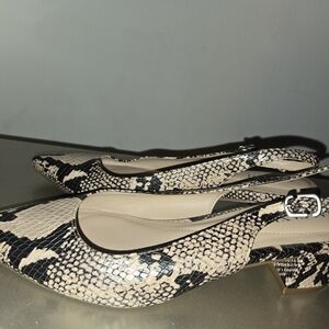 Alfani Beige and Black Snake-Print Slingback Pump